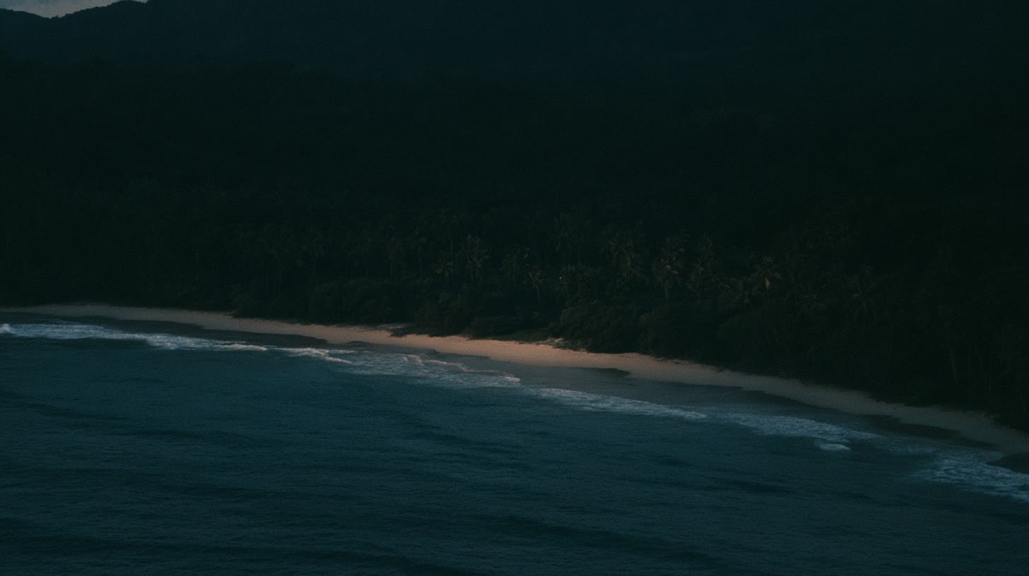 An empty stretch of Bali coastline at dusk